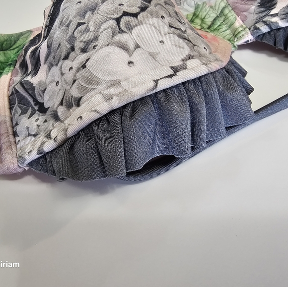 BNWT Ted Baker Womens Grey Elsife Palace Gardens Frill Cup Top - Picture 5 of 13